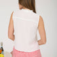 Lace Front Tie Sleeveless Blouse