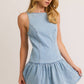 Boat Neck Sleeveless Low Waist Denim Dress