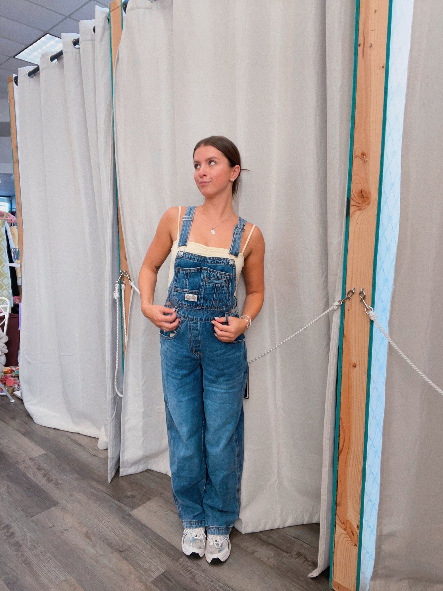 Medium Wash 90's Denim Twill Overalls