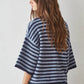 Knit Sweater Striped Quarter Sleeve Cardigan