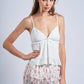 Soft White Eyelet Lace Ruffle Trim Cami Top