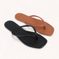 Solid Color Square Toe Thong Sandal