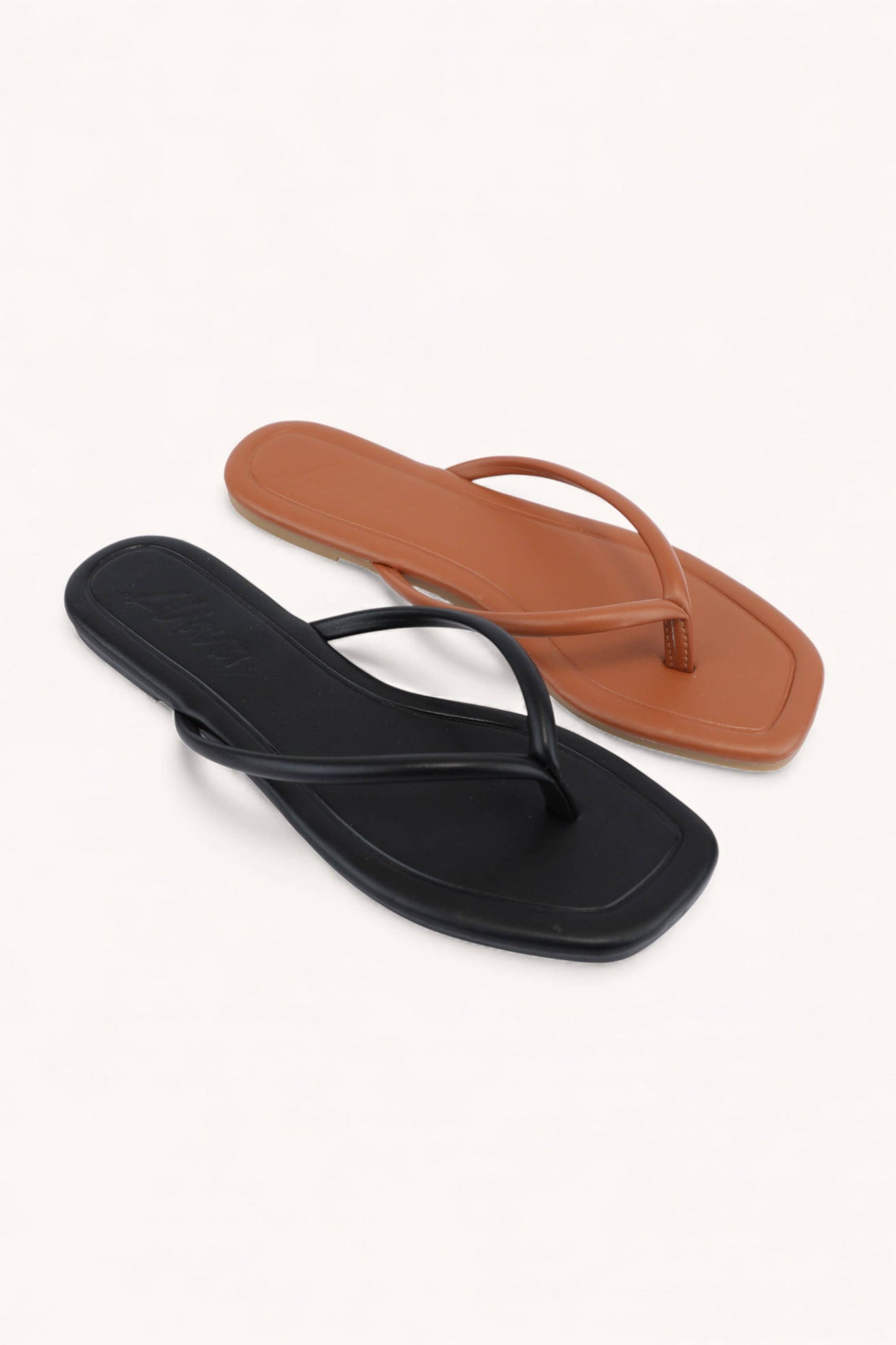 Solid Color Square Toe Thong Sandal