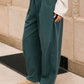 SMOCKED WAIST DRAWSTRING BARREL LEG SWEATPANTS