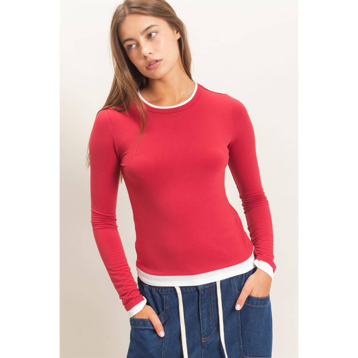 Layered Effect Long Sleeve Top