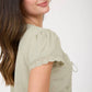 SCALLOPED EMBROIDERED FRONT TIE LACE TOP