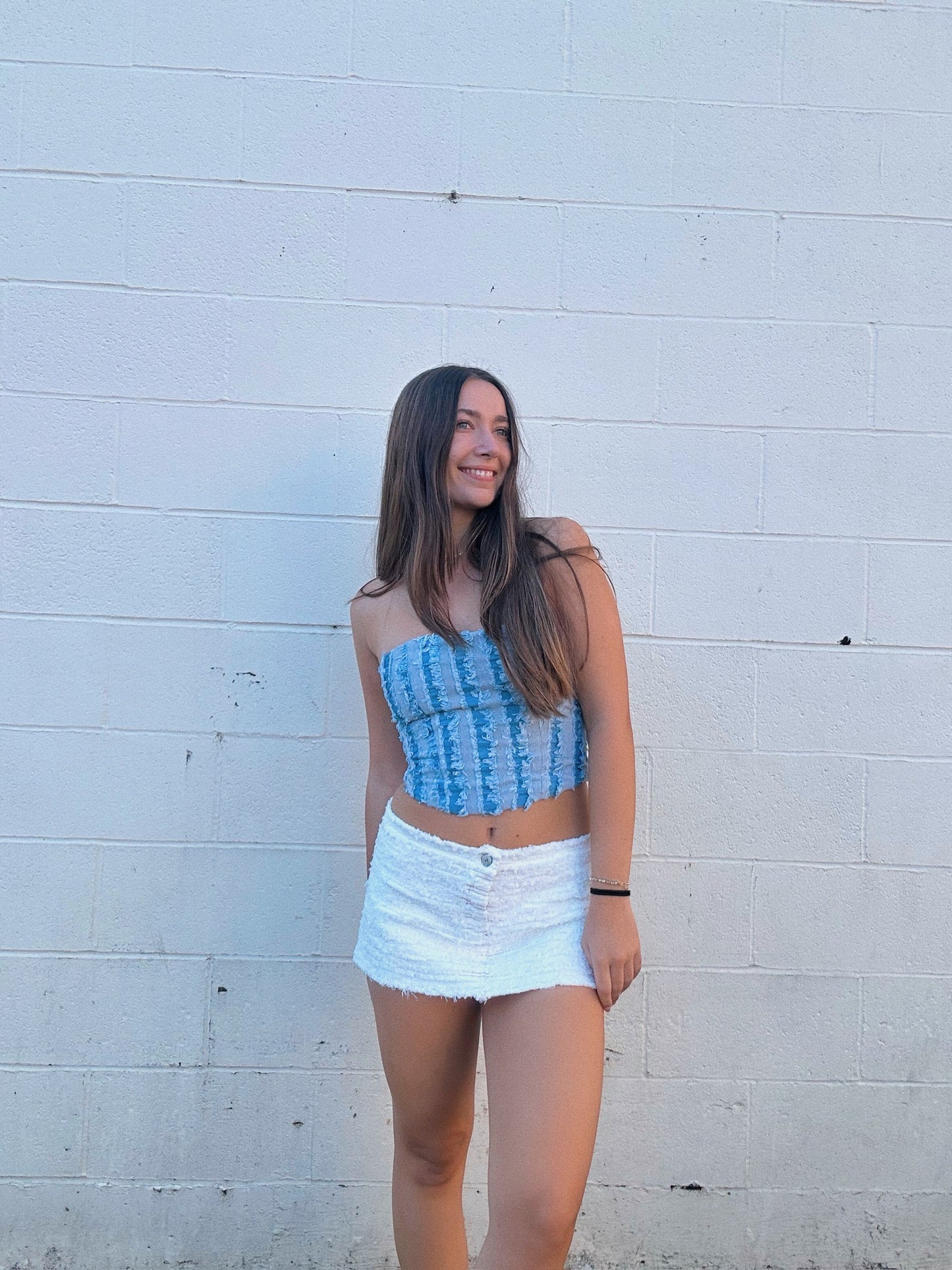 Distressed Denim Top