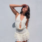 Floral Lace Ruffle Open Back