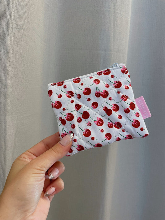 Quilted cherry coin purse