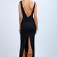 V-Shape Twisted Open Back With Slit Dress