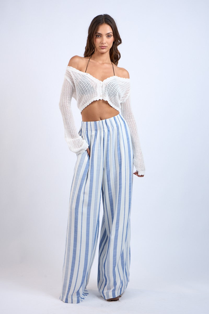 Flared Long Sleeve Knit Crop Top