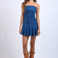 Denim Pleated Mini Dress