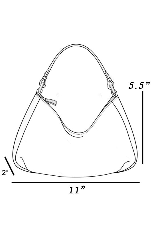 Glossy Leather Rivet Trim Shoulder Bag