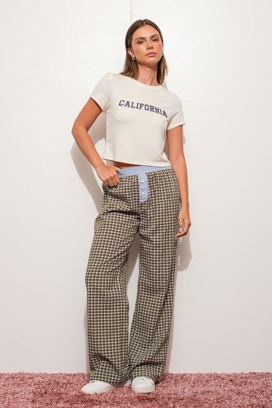 Plaid Contrast Bottoms