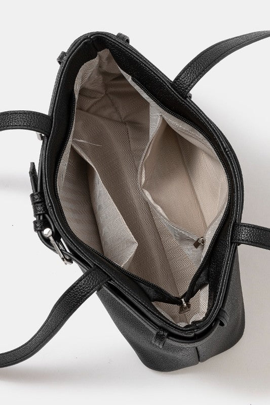 Belt Strap Textured Leather Hand Bag