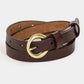 Circle Buckle Leather Belt