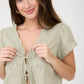 SCALLOPED EMBROIDERED FRONT TIE LACE TOP