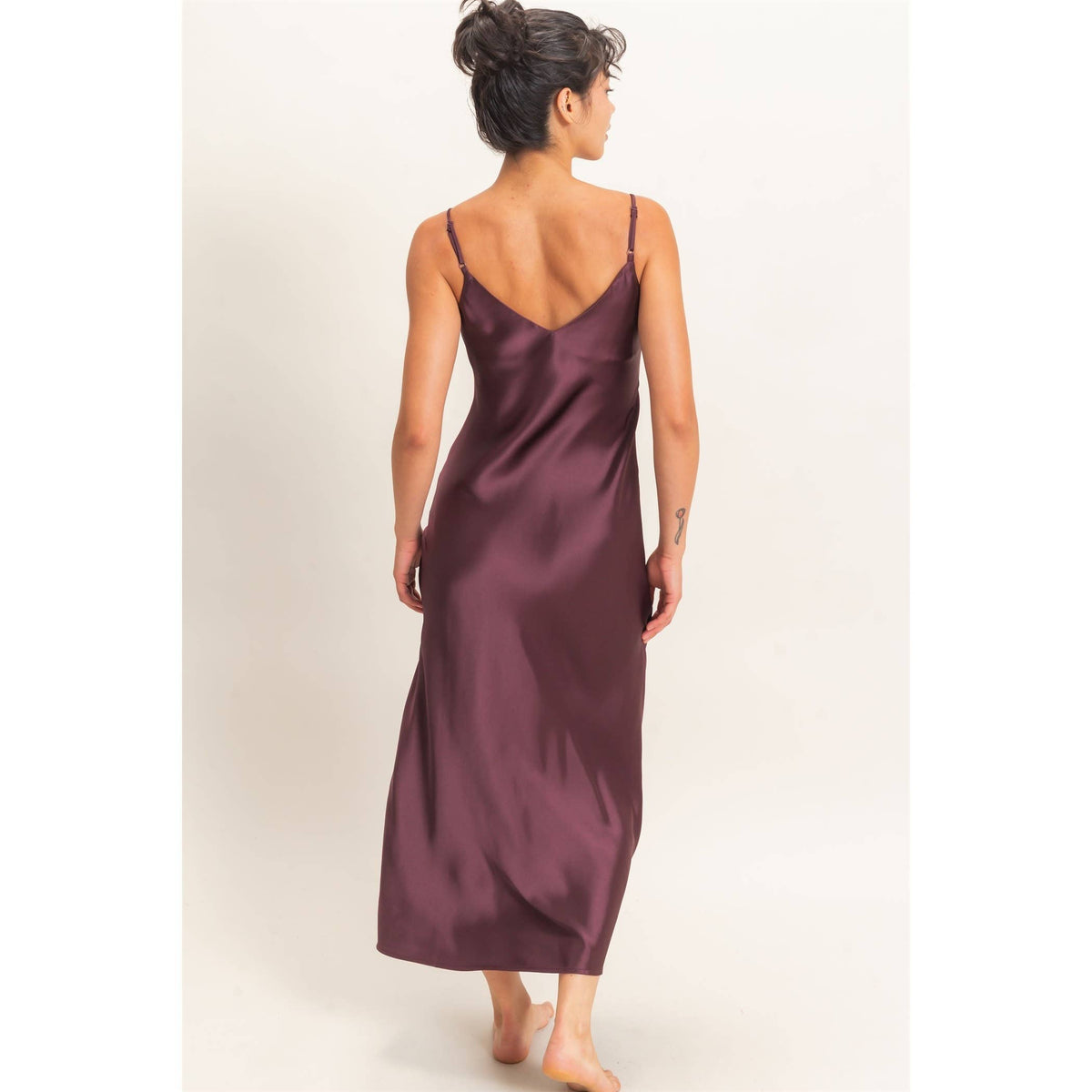 Satin V-Neck Slip Dress