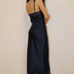 Lace Trim Satin Midi Dress