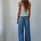 Woven Eyelet Button Down Square Neck Top