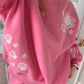 Hibiscus Pink Tropical Embroider Sweatshirt