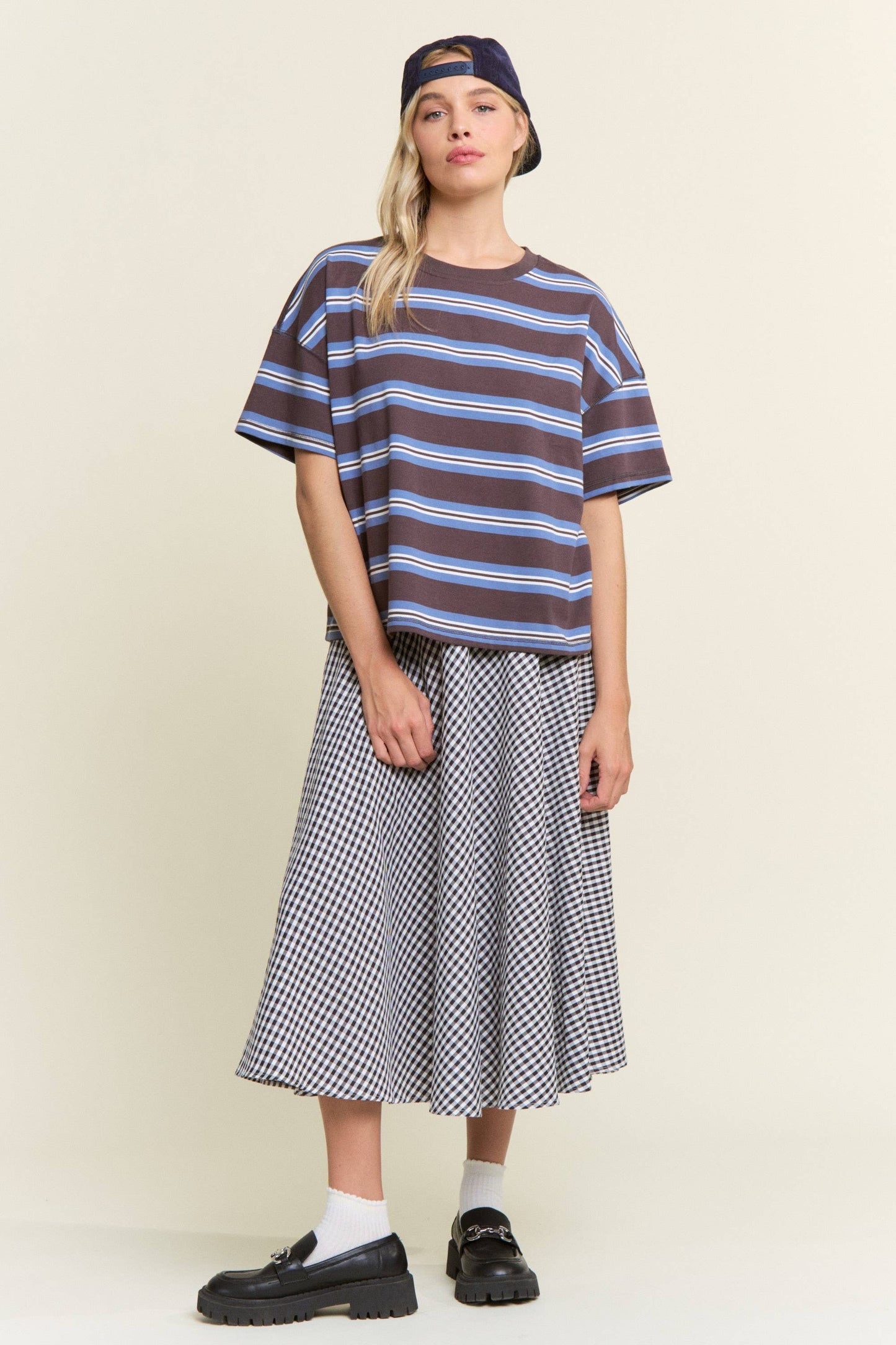 Stripe Oversized Short Sleeve Top