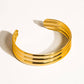 Elodie 18K Gold Non-Tarnish Stripe Bold Bangle