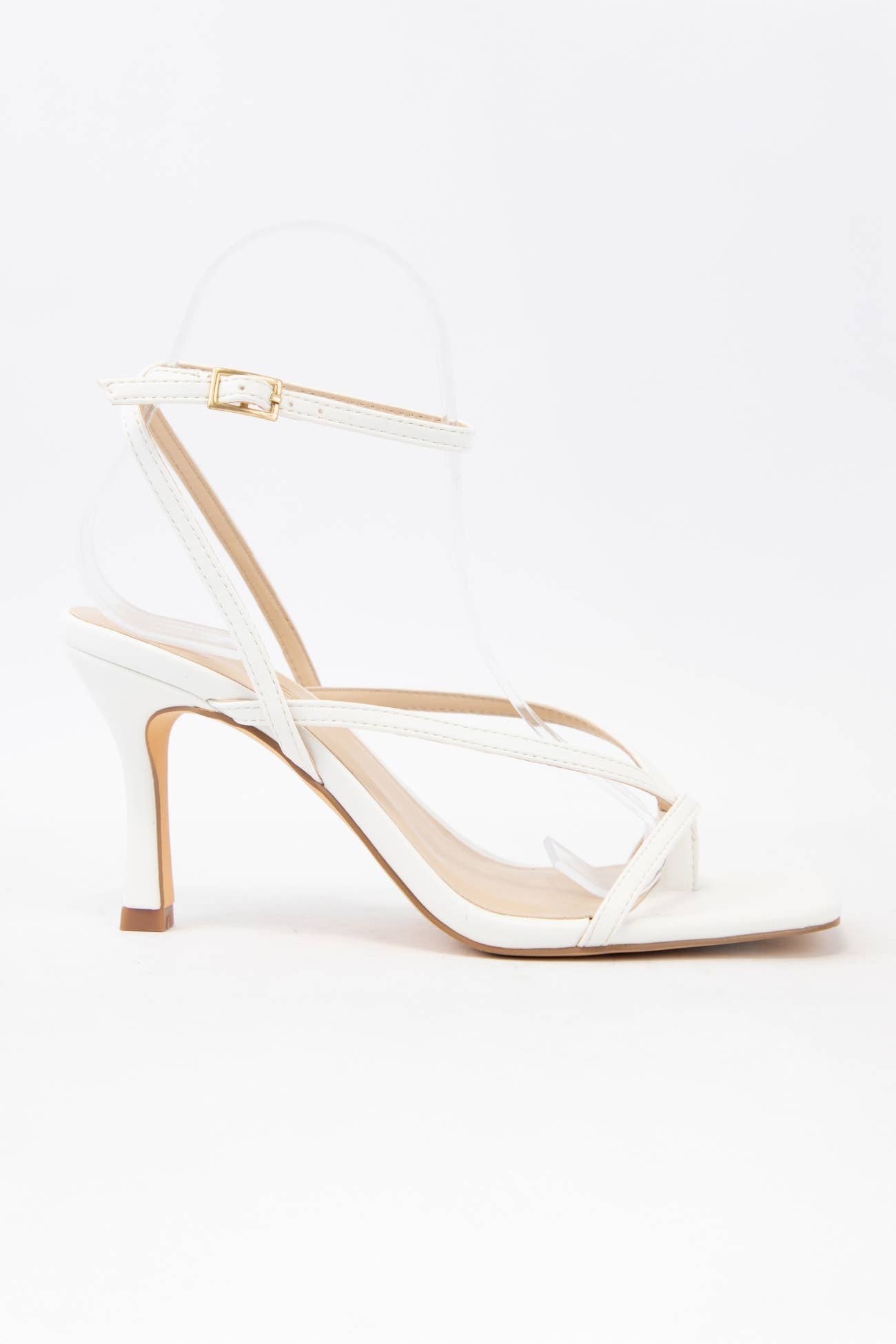Open Square Toe Strappy Sandal Heel