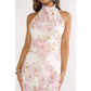 Cold Shoulder High Halter Floral Maxi Dress