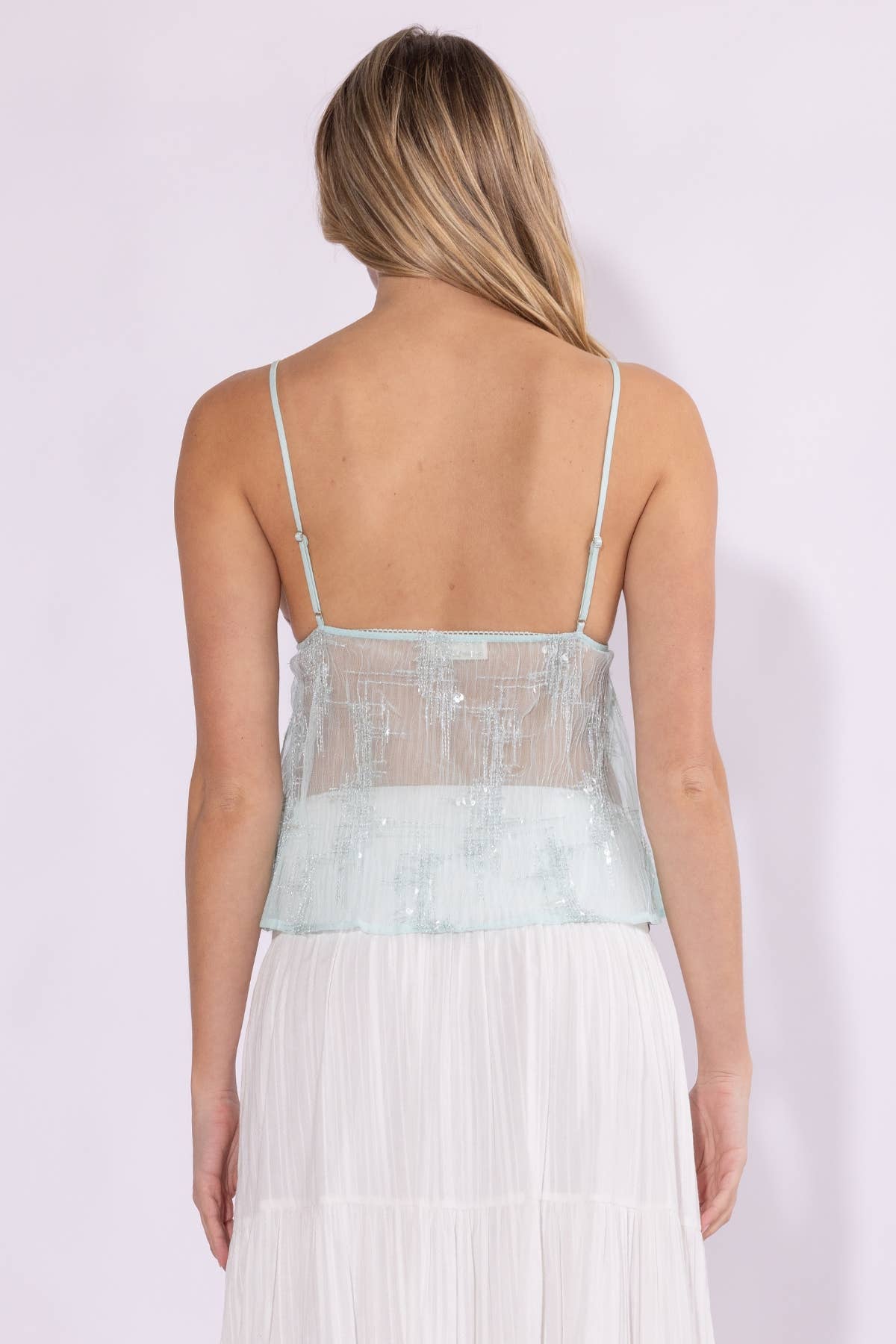 Lace Cup Detailed Cami Sequins BabyDoll Top