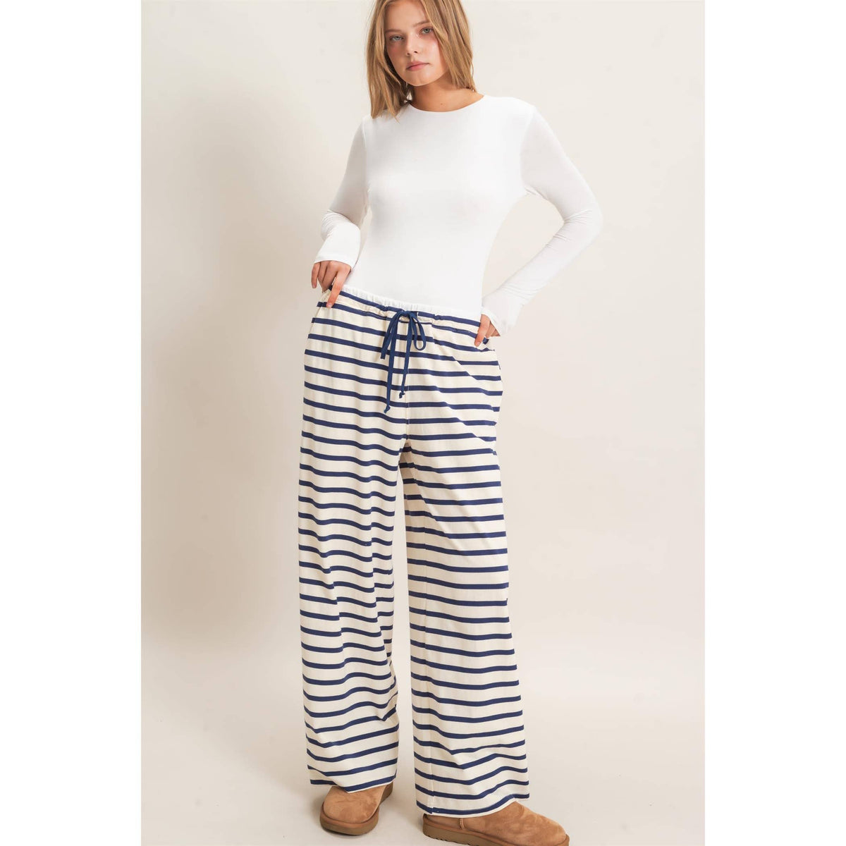 Striped Wide-Leg Pants