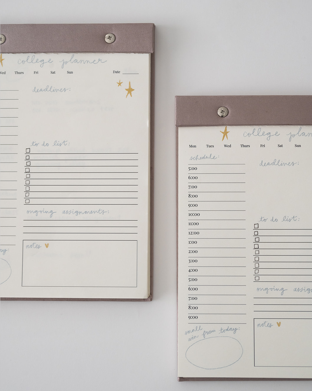 College Daily Planner Notepad