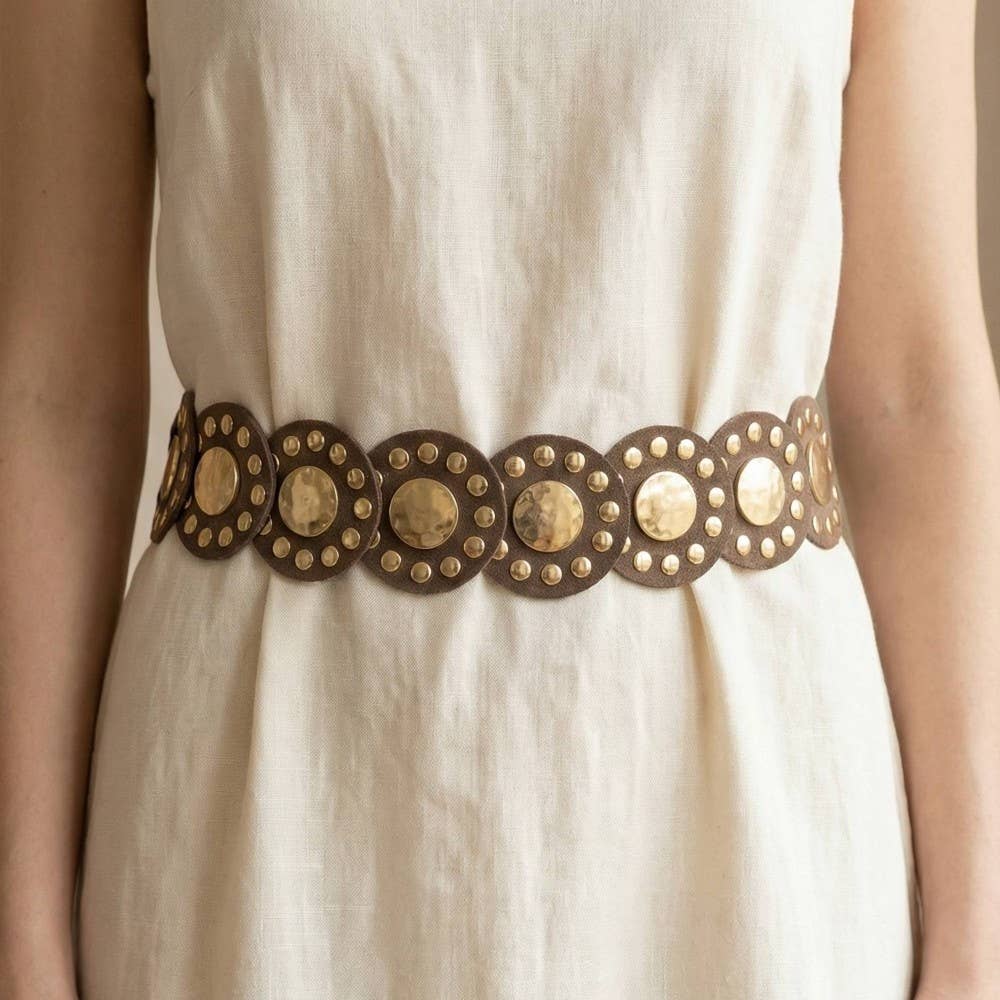 Concho Disc Link Vegan Leather Belt