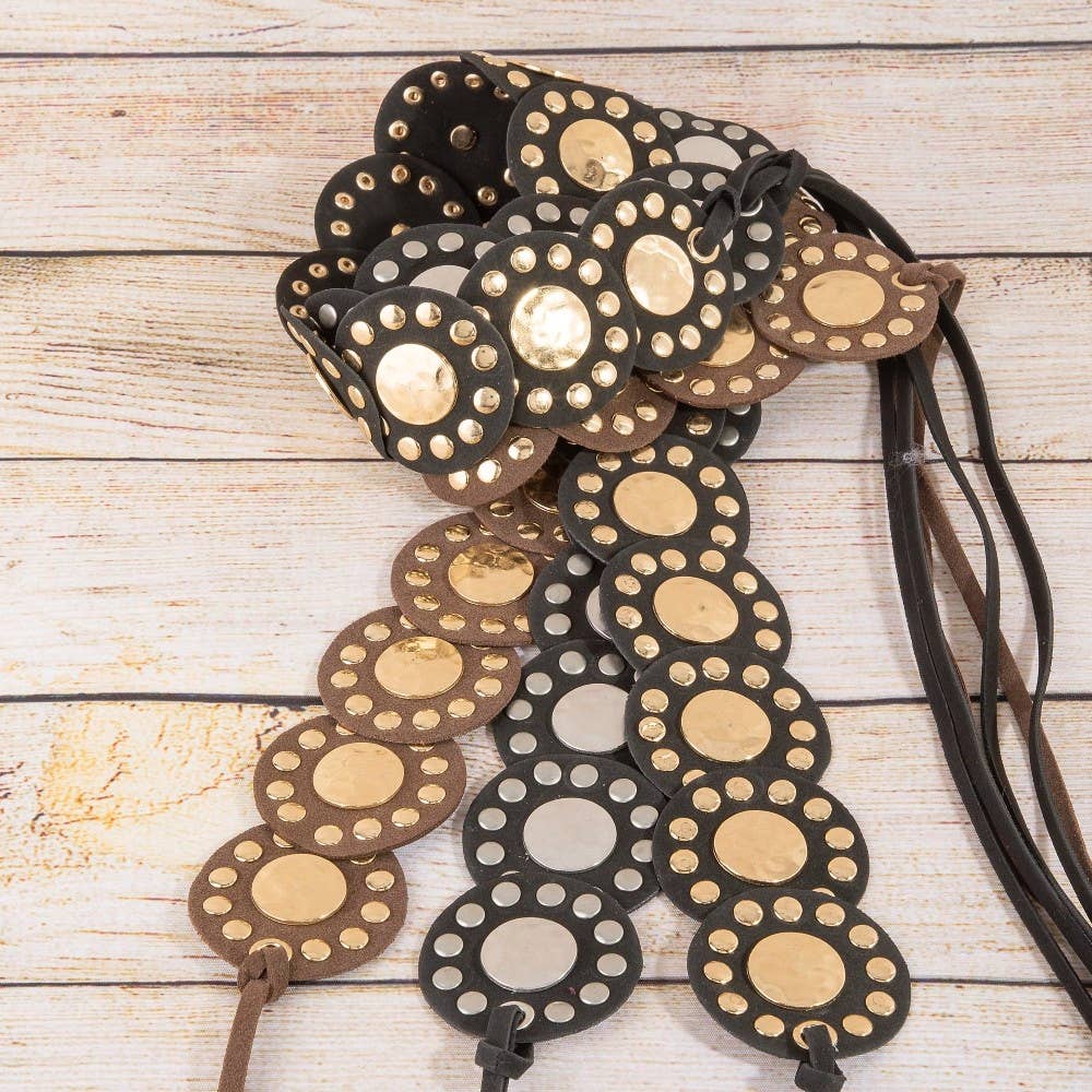 Concho Disc Link Vegan Leather Belt