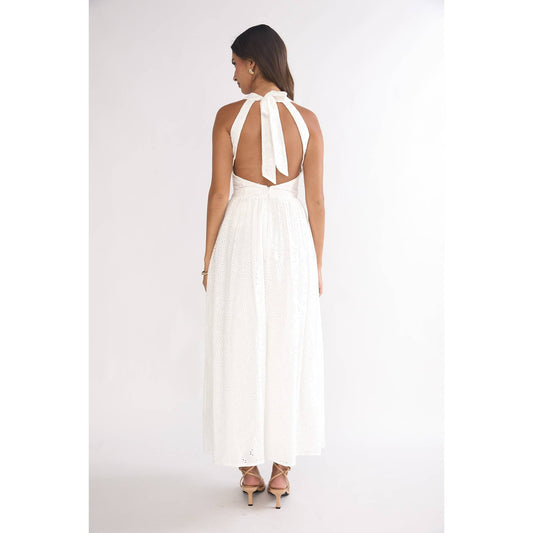 EYELIT HALTER MIDI DRESS
