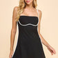 CD05028-Motion Square Neckline White Binding Dress