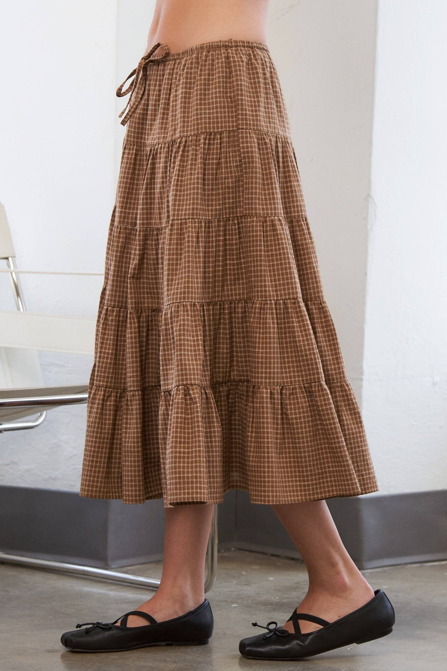 Tiered Gingham Skirt