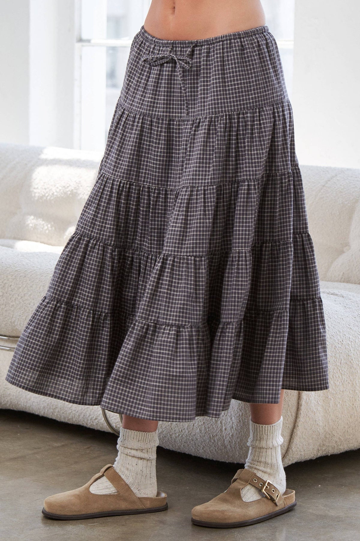 Tiered Gingham Skirt