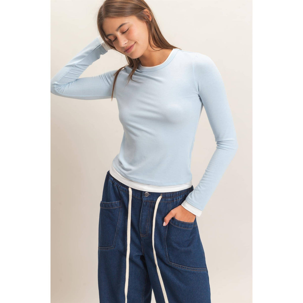 Layered Effect Long Sleeve Top