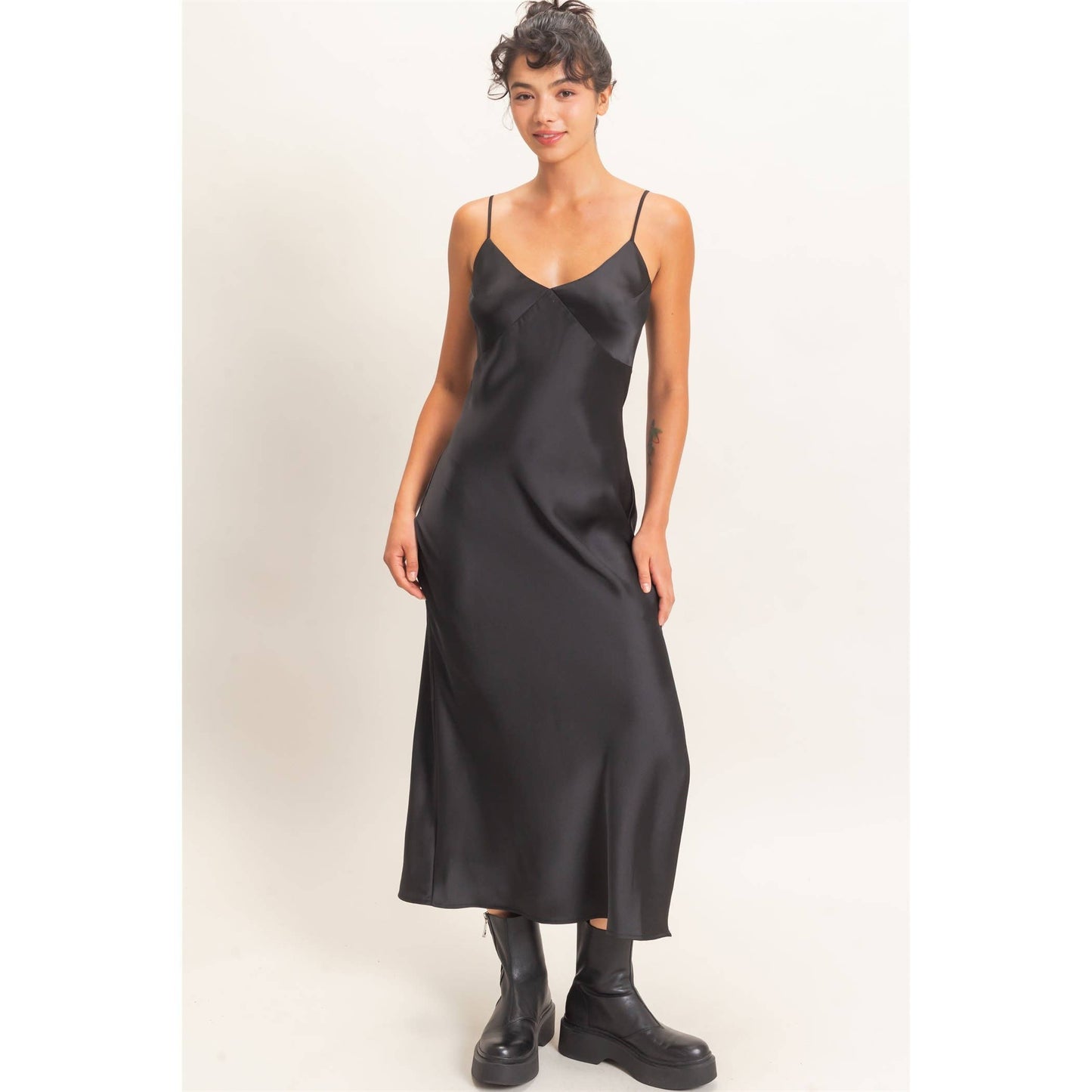 Satin V-Neck Slip Dress