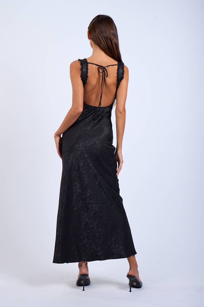 Satin Ruched Bust Sleeveless Open Back