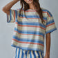 Cotton Multi Striped Short Sleeve Top