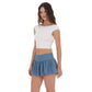 Dotted Flare Skort in Denim Blue