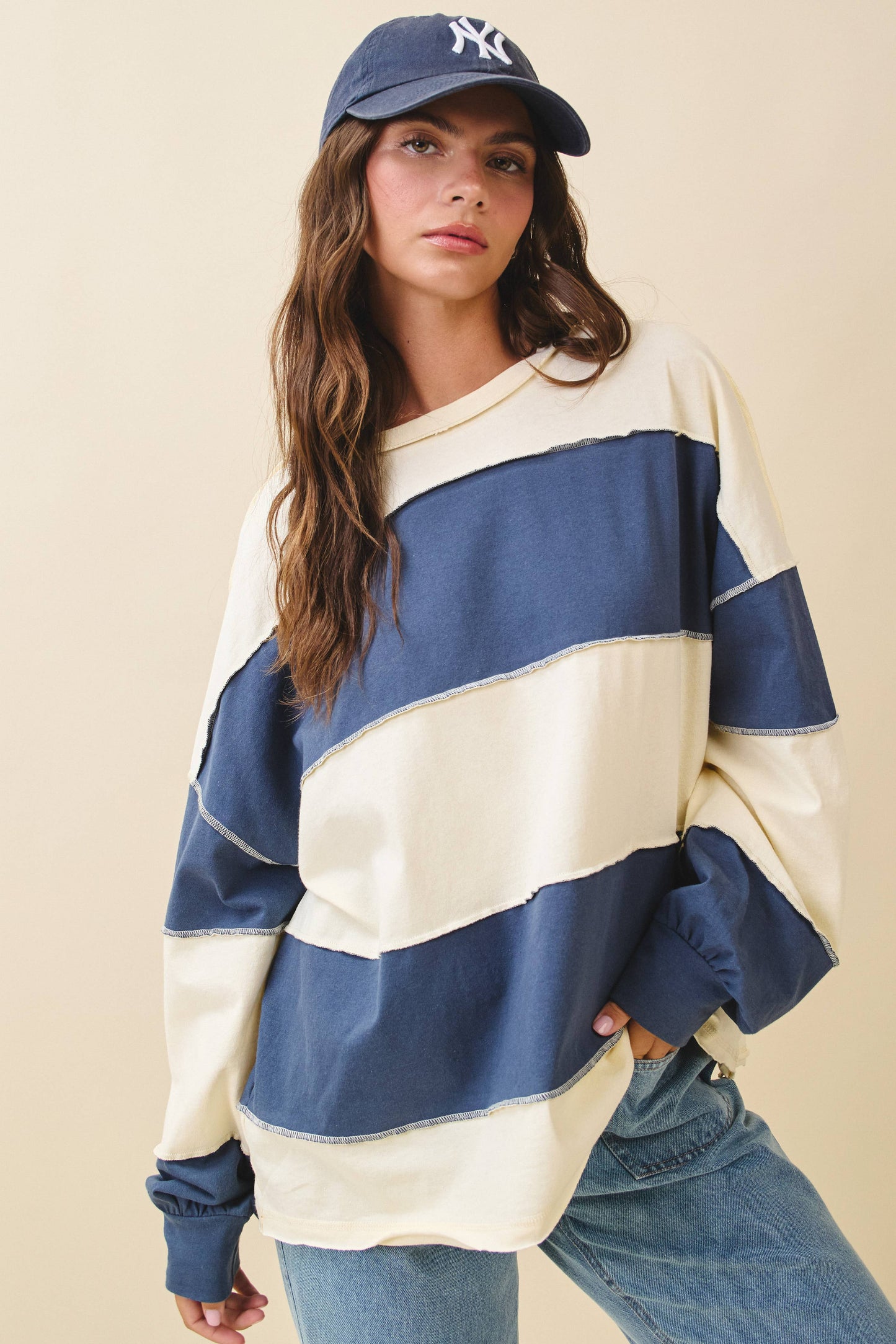 Contrast Panel Long Sleeve Slouchy