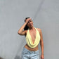 Open Back Halter Cowl Neck Top