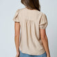 EMBROIDERED LACE TRIM PINTUCK DETAIL TOP