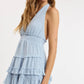 CHIFFON HALTER RUFFLE MINI DRESS