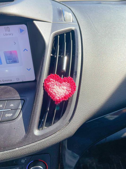 Heart Punch Needle Car Vent Charm: Horizontal