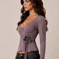 WRAP PLUNGE LONG SLEEVE TOP