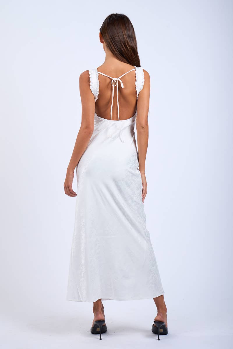 Satin Ruched Bust Sleeveless Open Back
